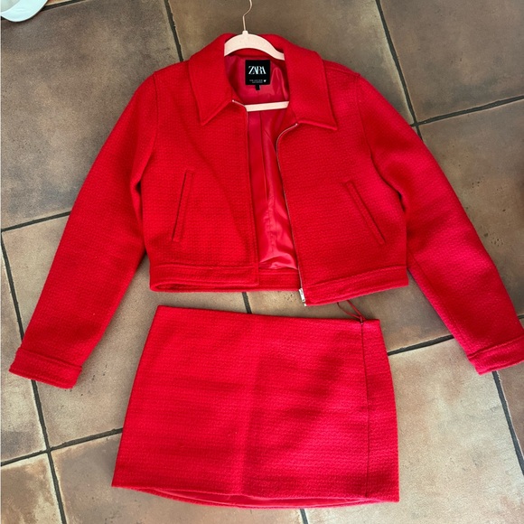 Zara Jackets & Blazers - ZARA Textured Jacket & Skirt Set